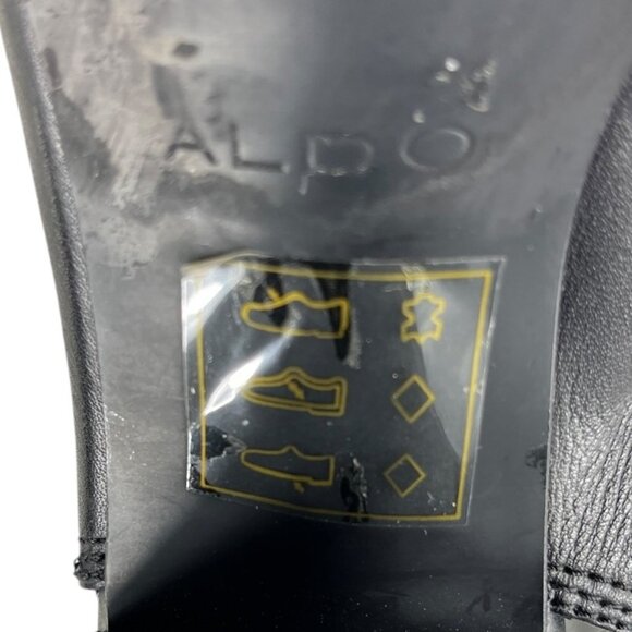 Aldo Black Leather Upper Open Toe Open Heel Booties Zipper Detail Size 7.5 - Picture 13 of 16